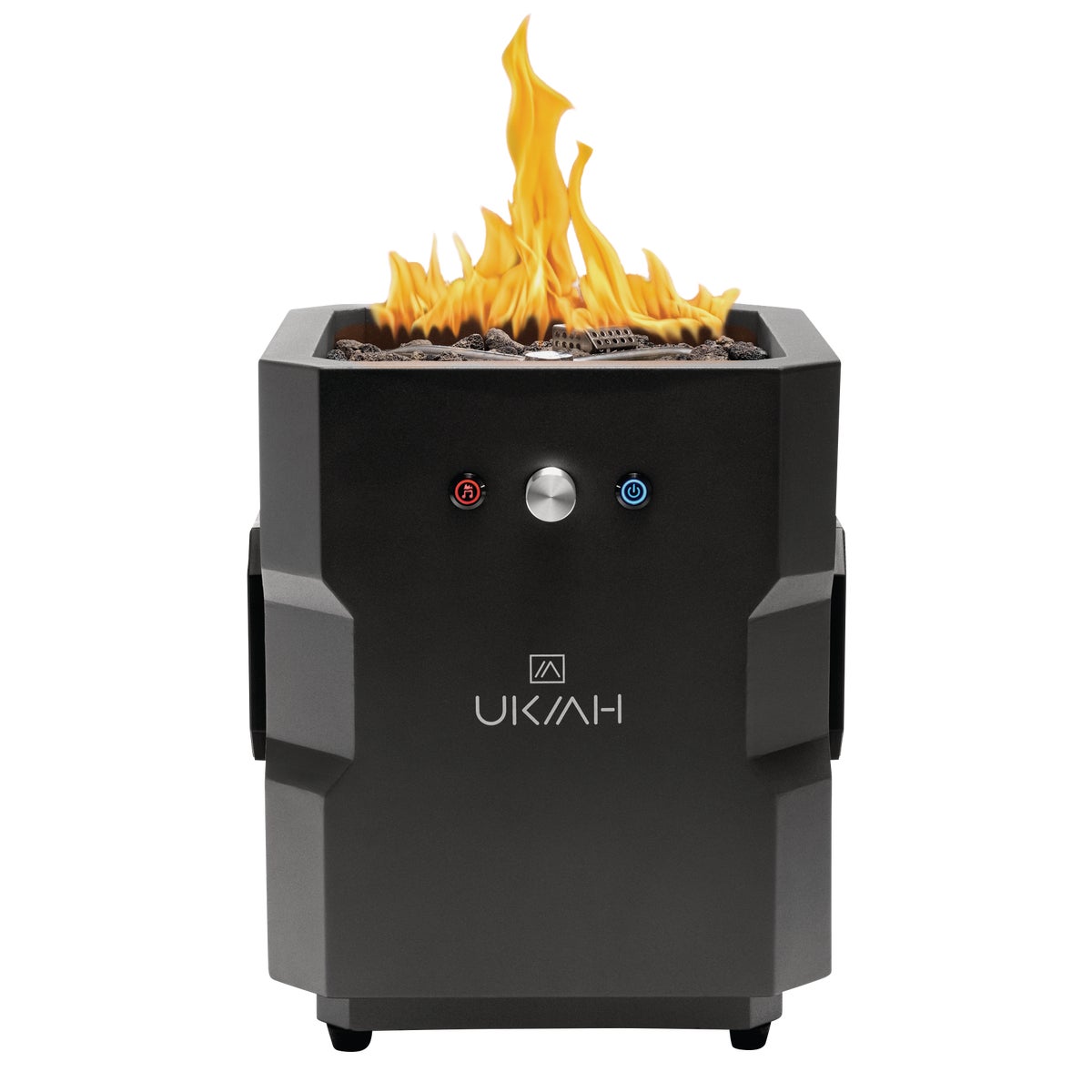 Ukiah Tailgater II 17 In. Black Square Gas Fire Pit with Beat to Music Technology
