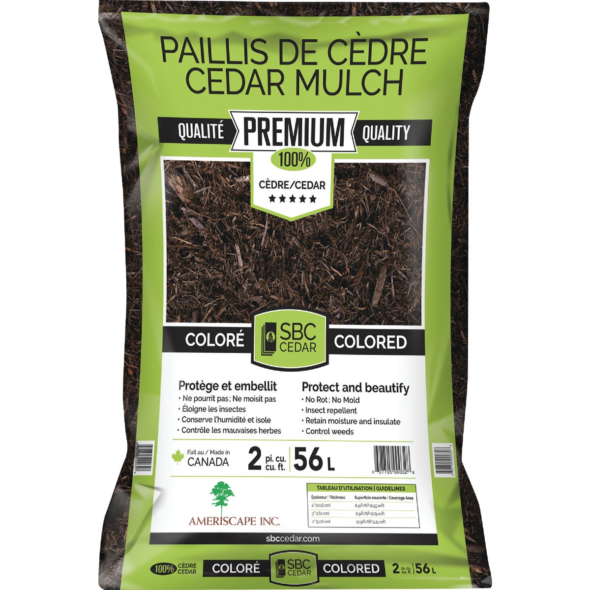 SBC 2 Cu. Ft. Dyed Brown 100% Pure Cedar Mulch