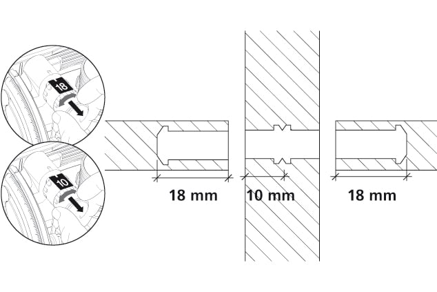Tenso P-14 self-clamping connector on a dividing panel