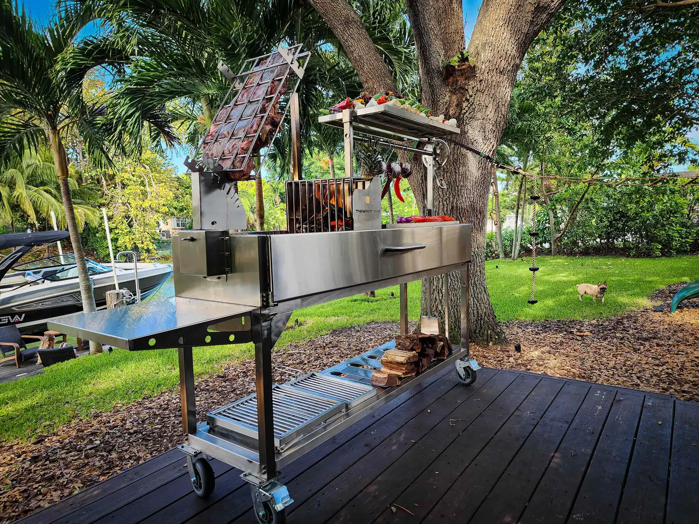 Tagwood BBQ06SS Freestanding Argentine Santa Maria Wood Fire & Charcoal Gaucho Grill