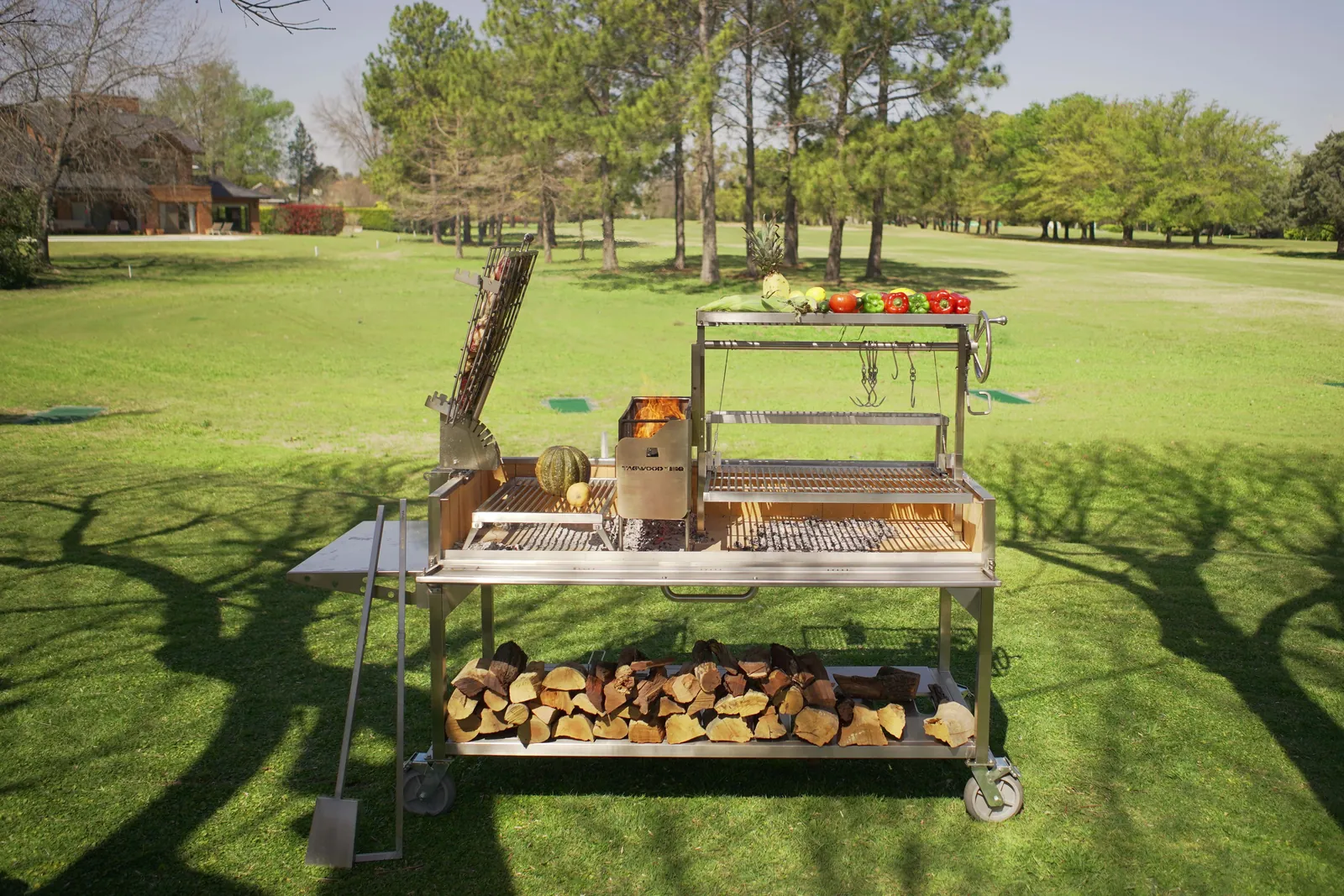 Tagwood BBQ26SS with firewood storage on the lower shelf